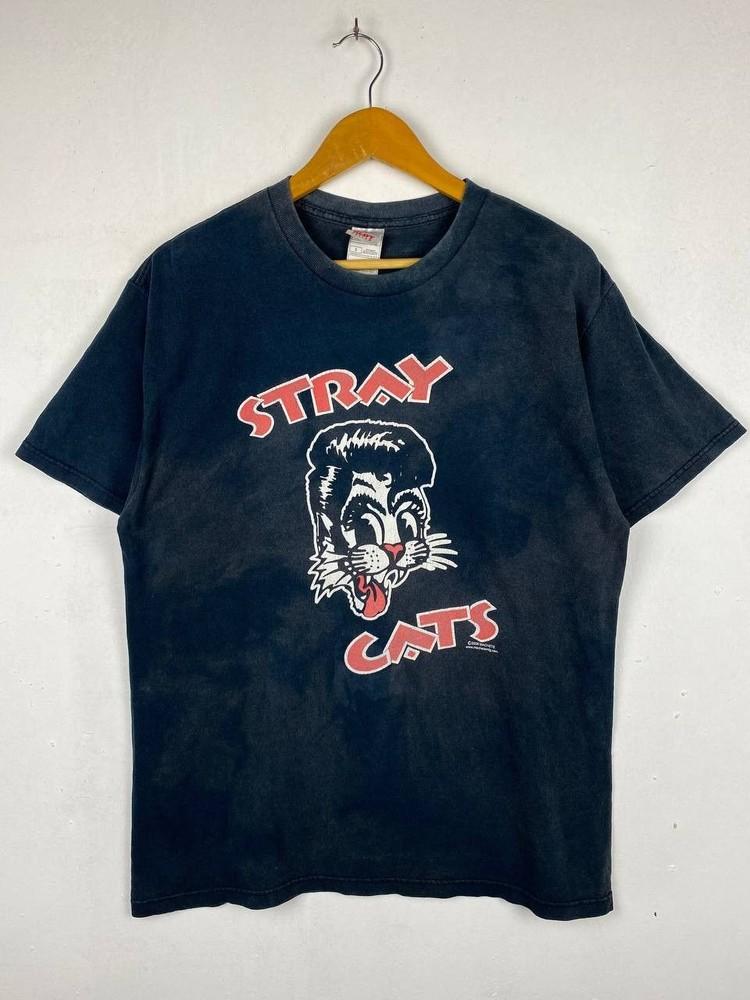 Редкая группа Stray Cats Базовый стиль Черная футболка унисекс с коротким рукавом S-5XL KH13183 Футболка унисекс XXXXL