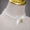 Lolita Fox Ear Cosplay Cat Headband & Erotic Bell Necklace Set with Cute Bow.