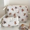 Women Makeup Zipper Bag Cartoon Bear Tote Large Capacity Quilting Pouch Washbag Cute Female Brush Cosmetic Storage Bag