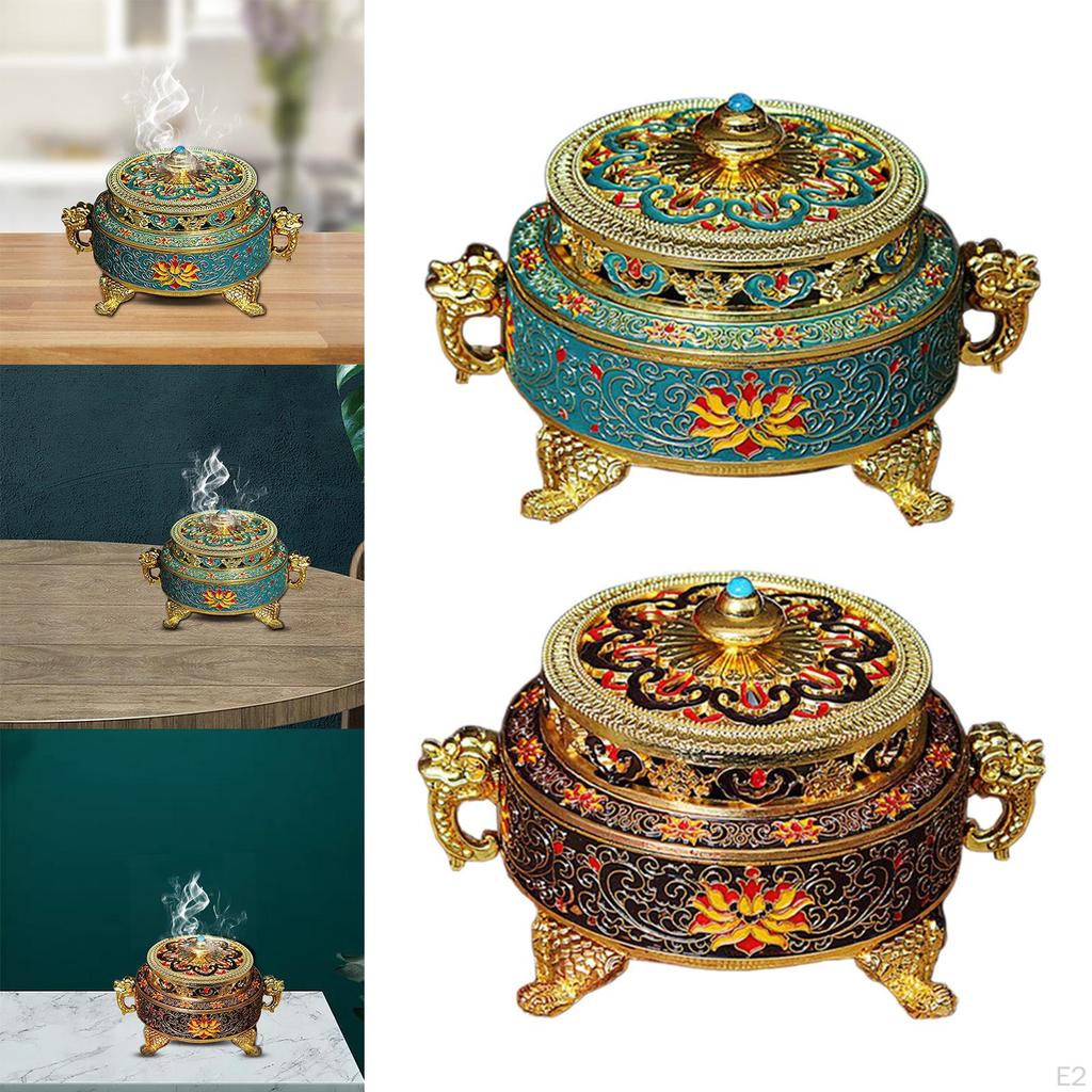 Tibetan Burner / Holder with Painted , Blue, 10.6x7.5cm