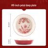 Yoshida Takumi Festive Red Ceramic Deep Plate