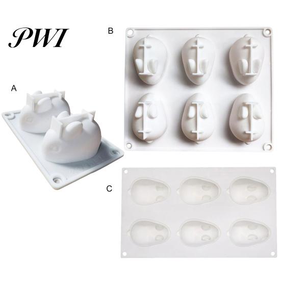 Pastry Mold Fondant Reusable Food Grade Heat-resistant DIY 2/6 Baking Grids Rabbit Dessert Candle Aromatherapy Kitchen Supplies Chocolate