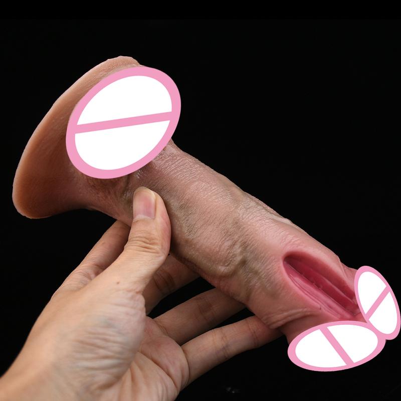 FAAK Nude Foreskin Penis For Beginners Silicone Realistic Dildo With Suction Cup Anal Plug Adult Sex Toys For Women Men