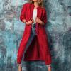 Knitted Coat Jacquard Decor Coldproof Skin-Touch Solid Color Long Sweater Knit Overcoat Female Knitwear Daily Wear