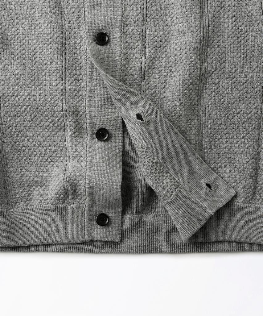 OUTSTANDING Ls Stripe Collar Knit Cardigan_Melange Gray