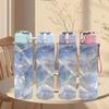 1PC Soft Lavender Cloud Marble Agate Texture 750ml Color Plastic Sports Water Bottle Leakproof Flip Straw Lid Suitable for Sports Office Home Use