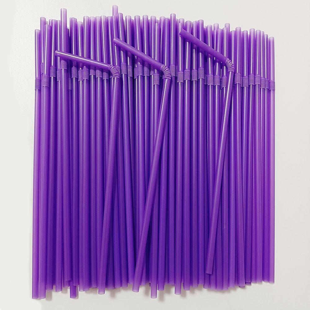 Food Grade Colored Flexible Plastic Drinking Straws For Juice And Milk Tea 100 Pack