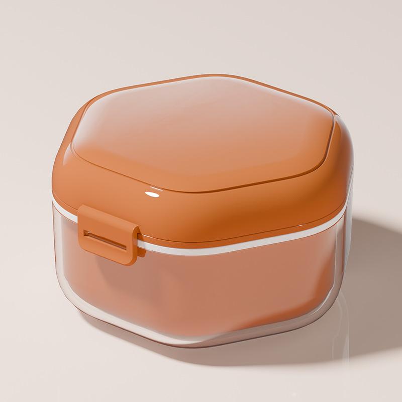 

Three Layers Invisible Braces Box Draining Orthodontic Retainer Case Travel Denture Storage Box оранжевый
