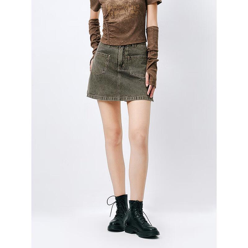 

PEACEBIRD Women s Retro A-Line High-Waist Wide-Leg Denim Skort S