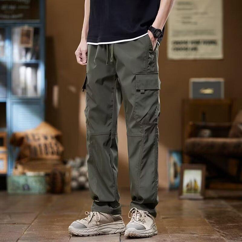 American Fashion Brand Workwear Men's Spring Summer Loose Straight Wide-leg Pants 2025 Trendy Handsome Sports Casual Pants