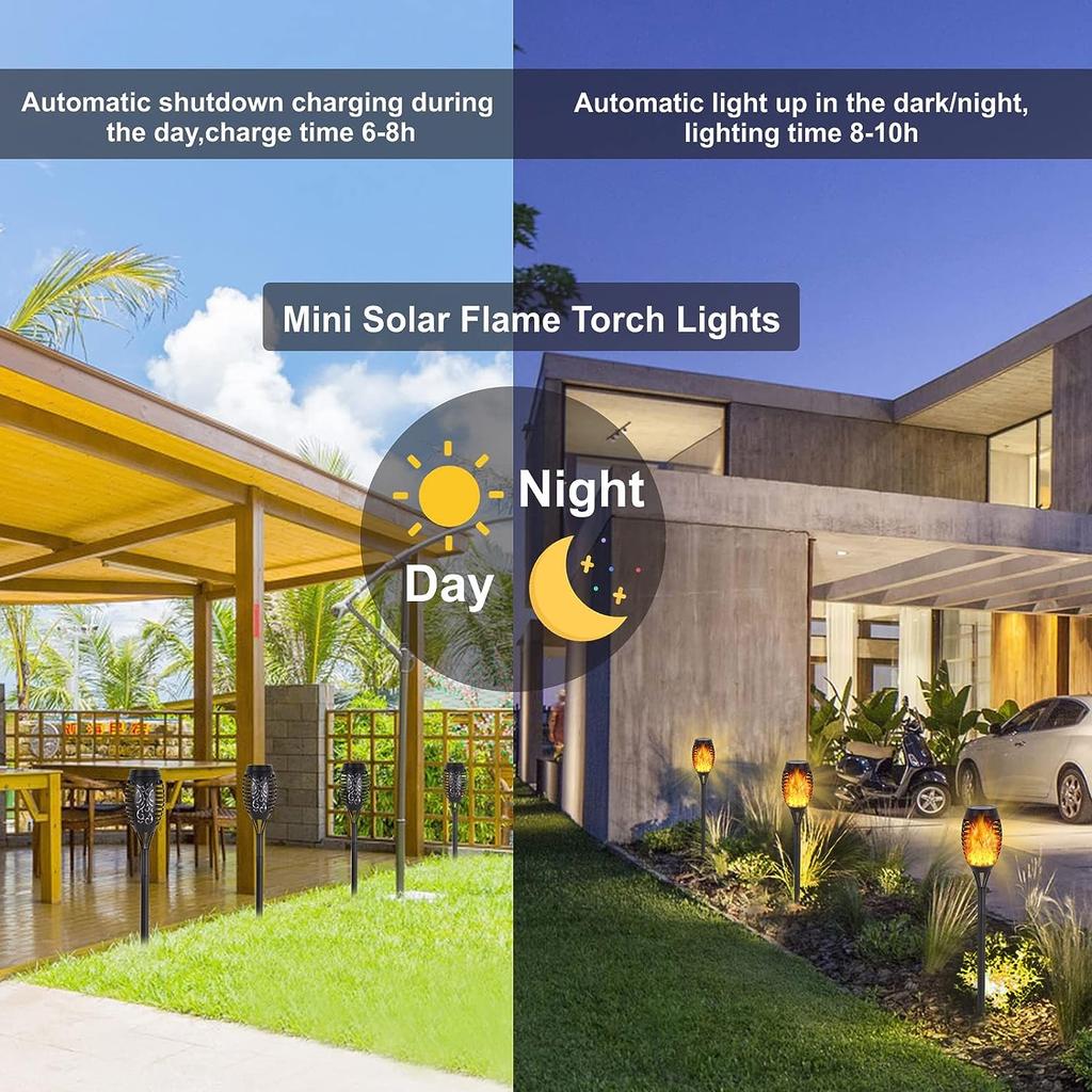 1/2/4Pcs Solar Flame Torch Lights Flickering Light Waterproof Garden Decoration Outdoor Lawn Path Yard Patio Floor Lamps