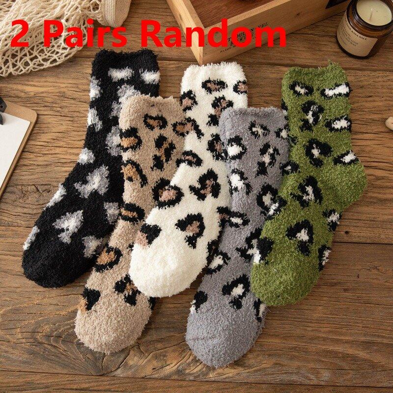 

2/5 пар прочных чулок из кораллового флиса, зимние нескользящие носки, носки для сна, носки для взрослых и подростков One Size