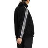 Adidas Metrovboa Gestreifte Fleecejacke mit Sticklogo und Reißverschluss, Stehkragen, Damenjacke, Schwarz HM7114