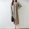 Women Sweater Dress 100% Wool TIDENOVEL V-neck Knit Long Pullover Winter Jumpers Wool Long Dress Female