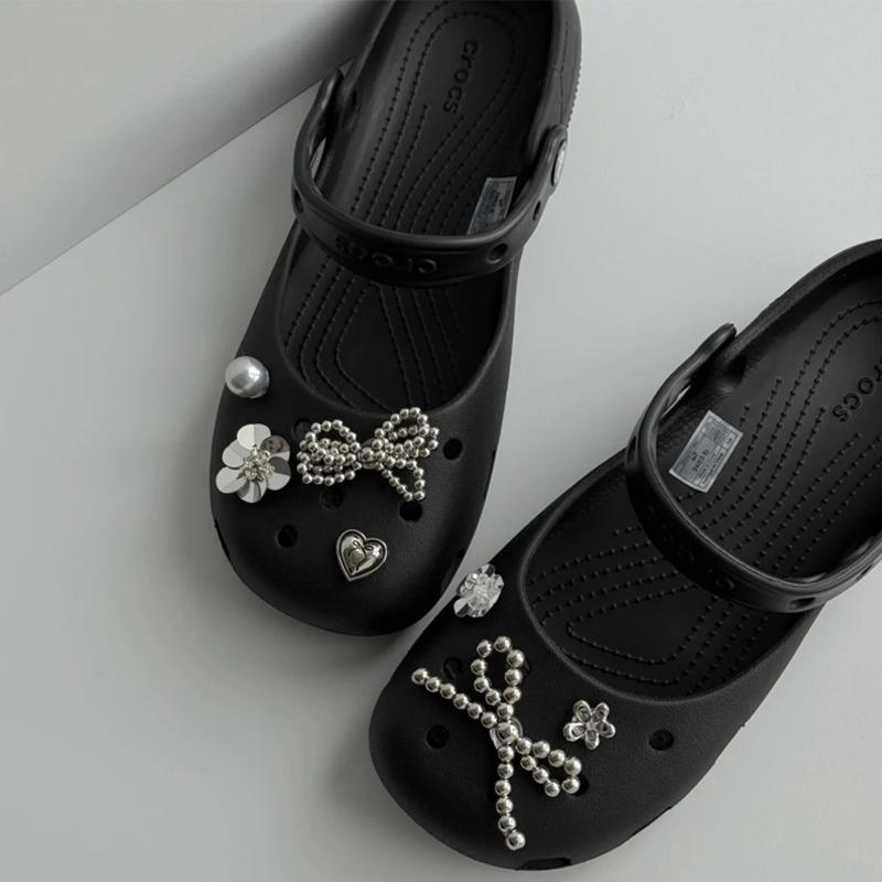 Модный набор подвесок для обуви с жемчужным бантом Женские ретро балетки упаковка из корковых подвесок Роскошные DIY украшения для обуви 1 набор