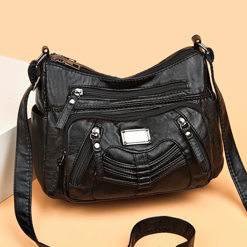 Fashion Trend Four Seasons Soft Leather Multi-layer Multi-pocket Car Sewing Multi-layer Single Shoulder Crossbody Bag Women's Bag