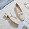 Mary Jane Flat-bottomed Student Shallow Mouth Pearl Spring New Women's Single Shoes with Skirts Versatile Gentle Lady Beanie Shoes