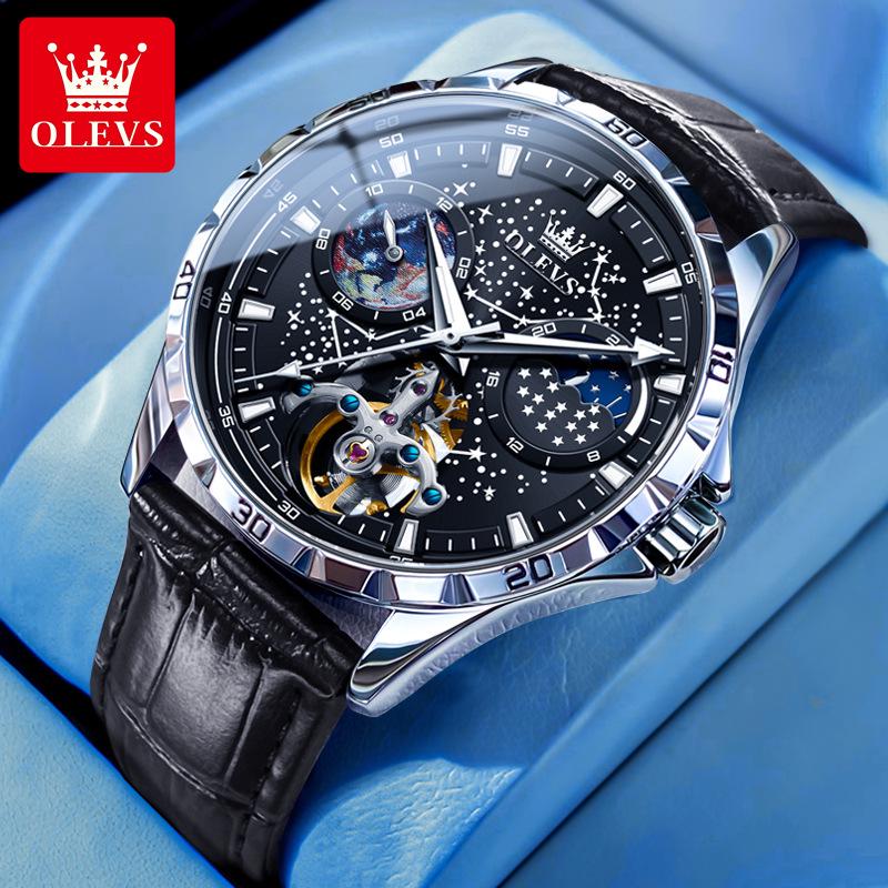 

Мужские механические водонепроницаемые наручные часы Oris Звездное небо - Модный деловой полый дизайн