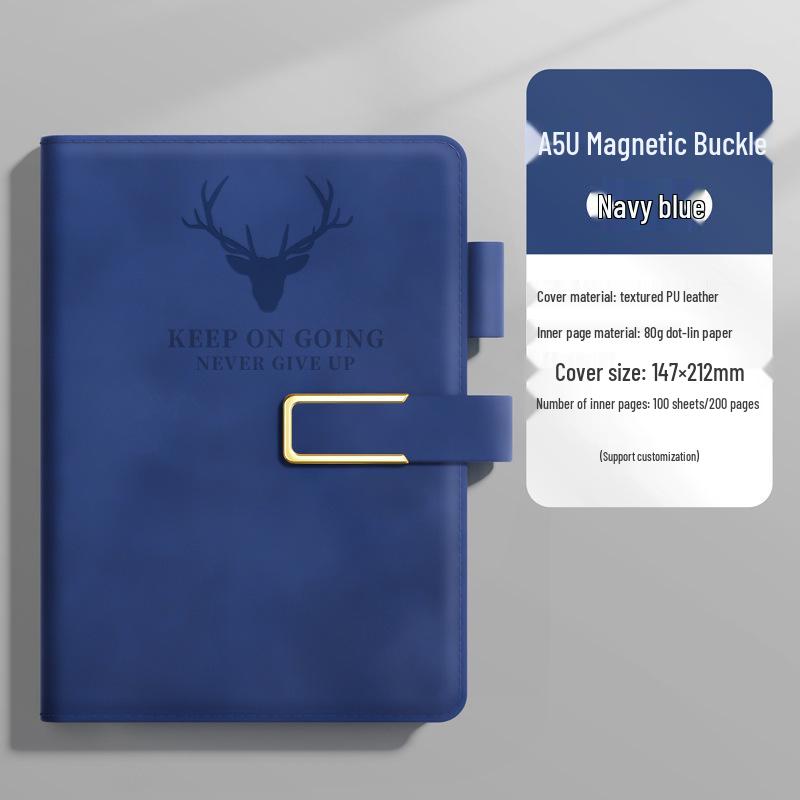 Custom Logo A5 Soft Leather Notebook with Deer Head for Business Meetings
