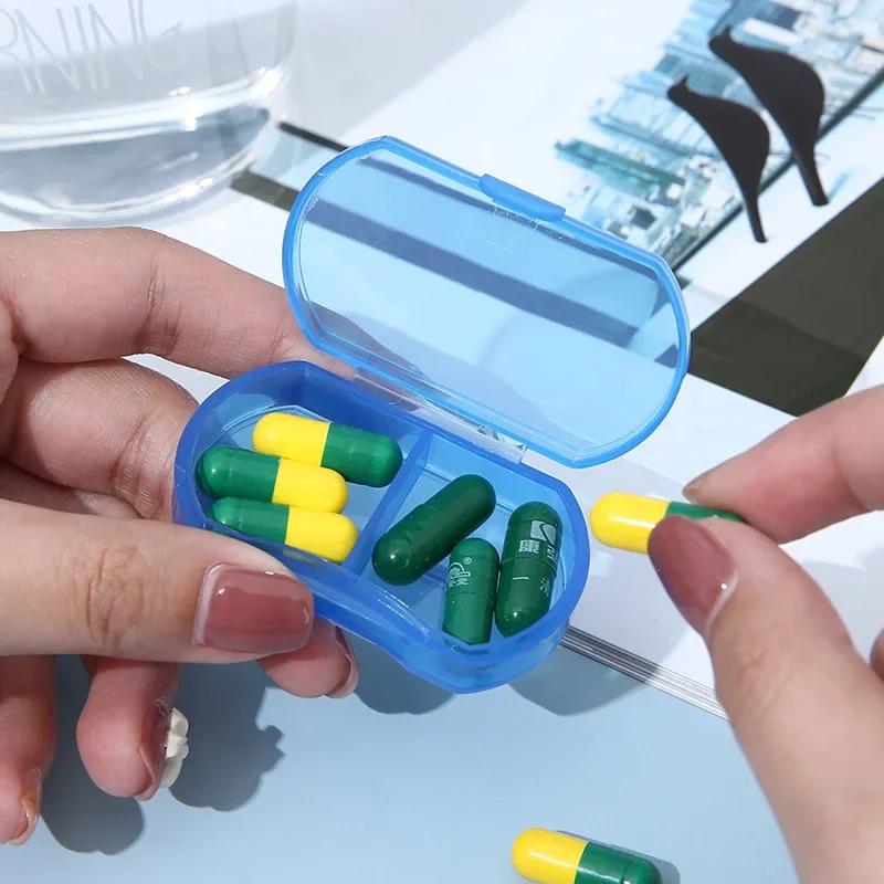 Pill Box Mini Pill Case 2 Grids Tablet Pill Organizer Case Dispenser Travel Tablet Holder Container Medicine Drug Storage Box