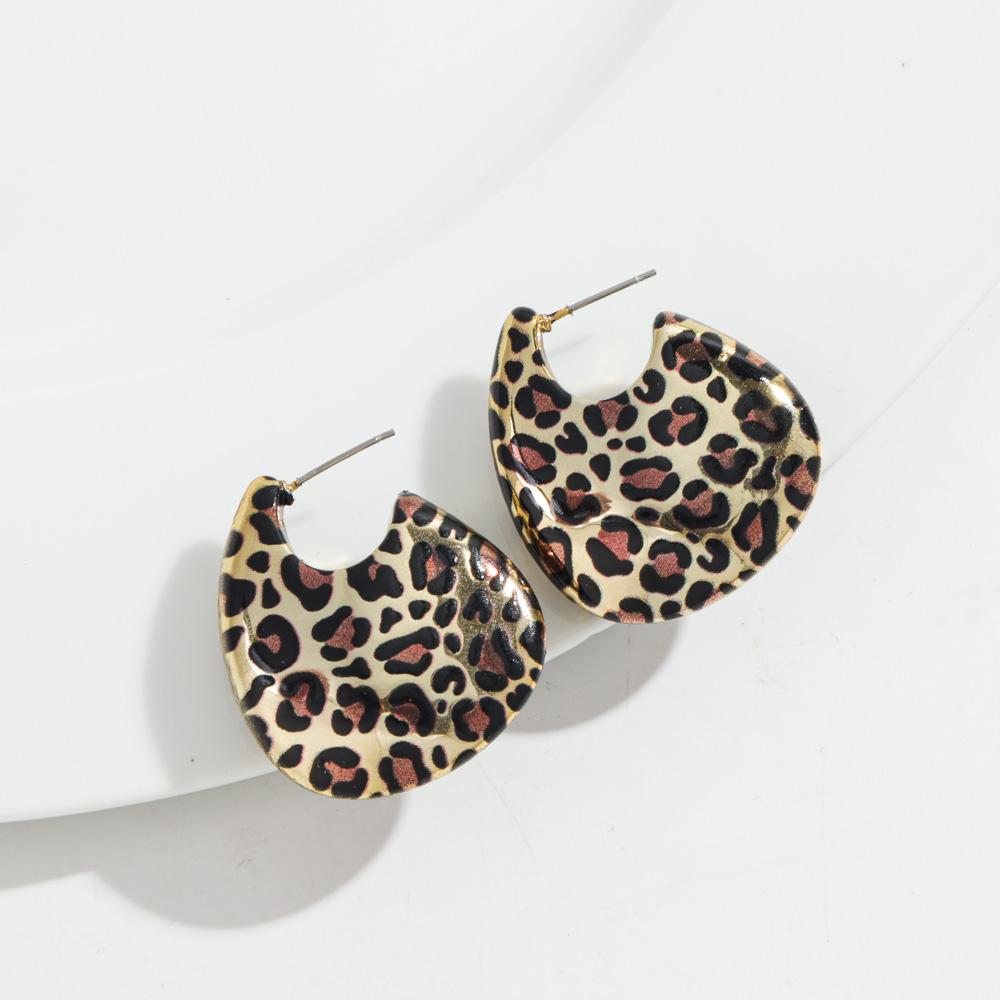Vintage Leopard Gold Plated Earring Hoops for Women Exaggerated Chunky Geometric Circle Huggies Earrings Statement Jewelry Gifts