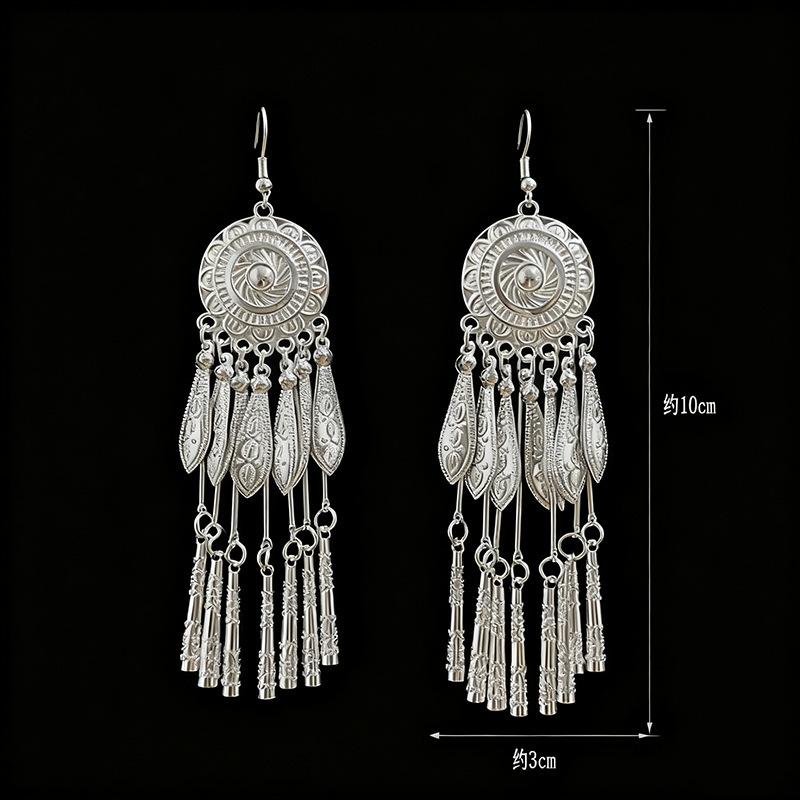 Ethnic style earrings Alloy silver-plated Miao ethnic minority Dong Yi earrings Earrings
