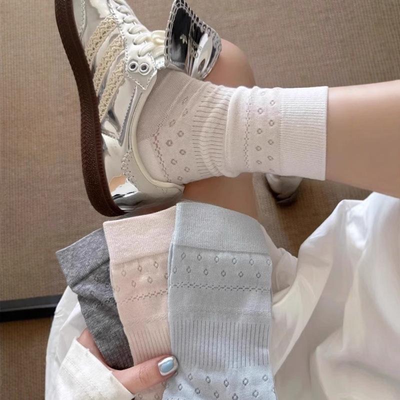 White Socks, Mid-Leg Socks, Cotton Socks, Thin Mesh Girls, Ballet Style White Stockings