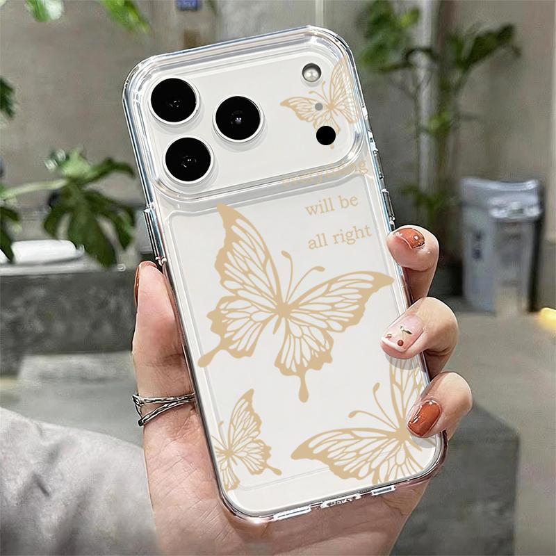 Black Butterfly Printed TPU Phone Case For iPhone 17 16 Pro 15 14 13 12 Pro Max 11 Shockproof Transparent Soft Silicone Cover