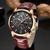 New Mens Watches Top Brand Luxury Brown Leather Casual Quartz Watch Men Sport Waterproof Clock Watch Relogio Masculino