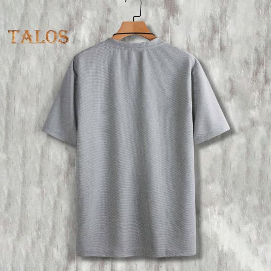 Men's Waffle V-Neck T-Shirt Solid Color Casual Tee Shirt Summer Short-Sleeved Pullover Top for Daily Outings Home Gym Street Wear