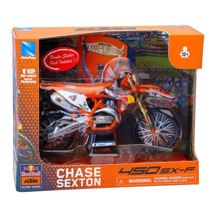 Maquette moto - NEWRAY - KTM 450 SX-F Red Bull C. Sexton - Échelle 1/12° - Détails réalistes - Facilité de montage