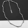 Silver Irregular Minimalist Chain Necklace, Men'S Simple Design Statement Jewelry Gift For Him