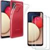 Case for Samsung A02S - PHONILLICO - Transparent - Soft Silicone - Tempered Glass - Screen Protection