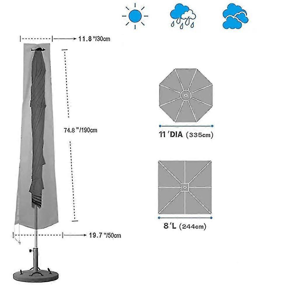 600D Oxford Waterproof Parasol Covers for 9 To 11 Foot Outdoor Parasols - Mishan