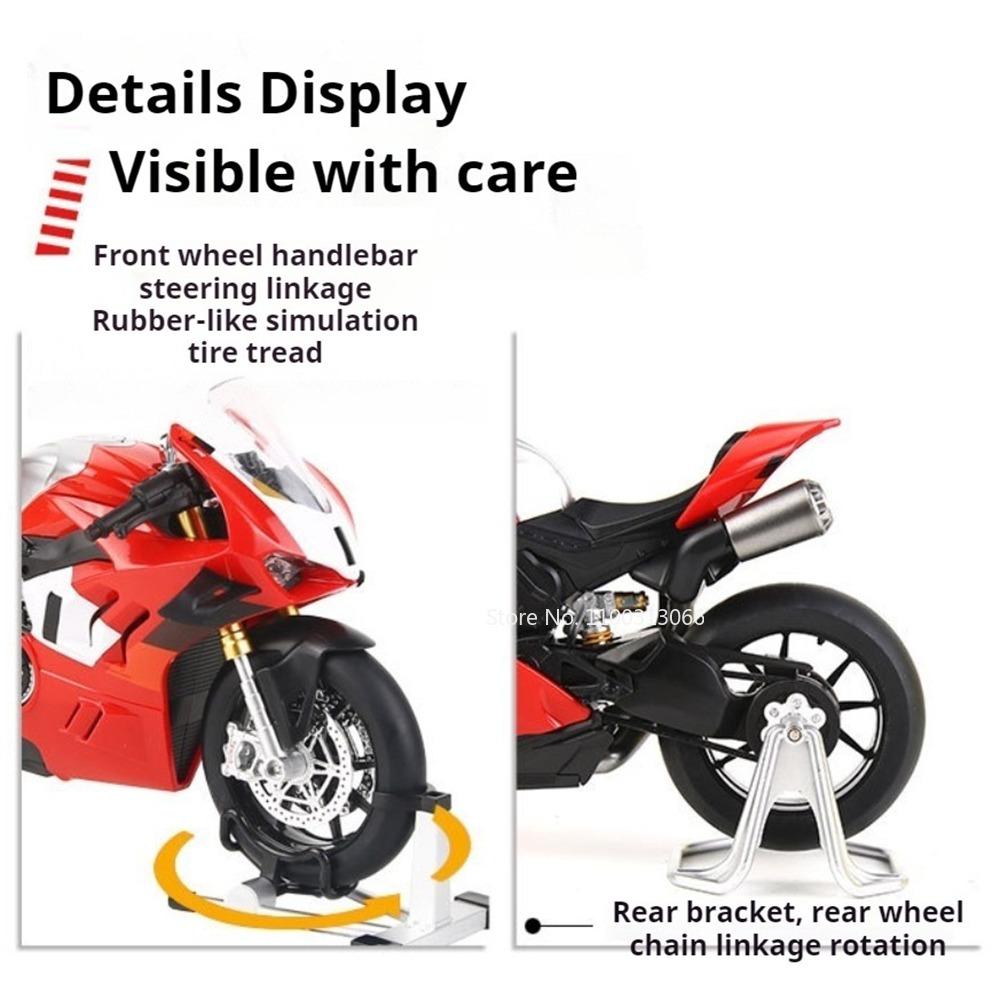 1:9 V4R 1299 Motorcycles Toy Models Cars Alloy Diecast Rubber Tires Motorcycle Light Sound Miniature Vehicles Interactive Toys