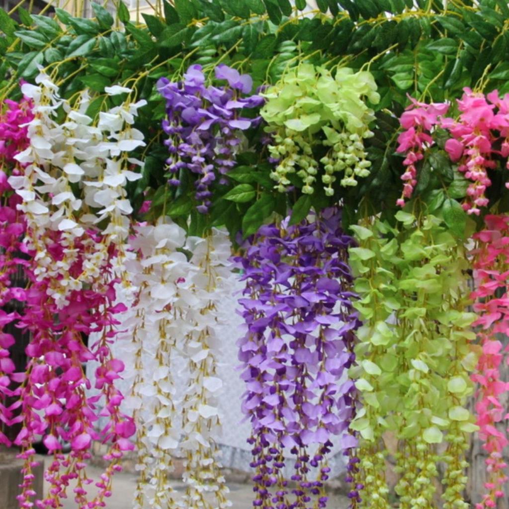 Silk Wisteria Flower Vine for Wedding Decor and Ceiling Hanging