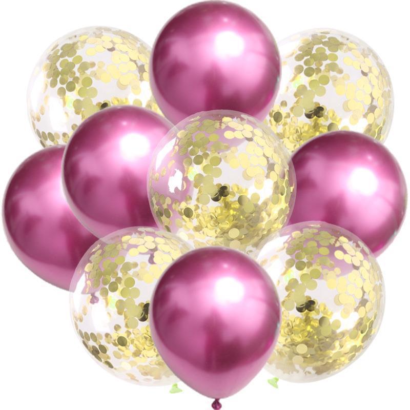 Birthday & Ceremony Decoration Balloon Set: Metallic Sequins, Table & Ground Floating Balloons.