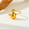 DIEYURO 316L Stainless Steel Golden Glossy Round Open Finger Ring For Women Fashion Trend New Concise Ring Jewelry Party Gift