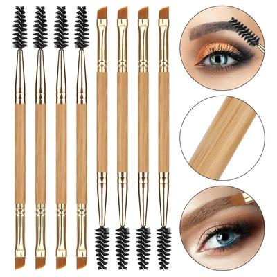 Cepillo para Cejas 2 en 1 Doble Cara Espiral Rizador de Pestañas Biselado Lápiz para Cejas Brocha de Maquillaje Cepillo para Cejas Ojos Herramientas Profesionales de Maquillaje