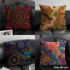 Colorful Dot Flow Art Cushion Cover Durable Hypoallergenic Organic Linen Short Pillow Cover Washable