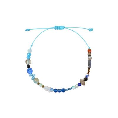 WELLBEING EXPRESS Blue Beads Macrame Bracelet
