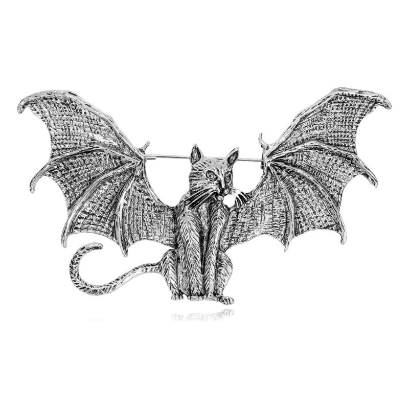 Gothic Flying Bat Brooch Unique Retro Design Metal Fashion Accessory Gift