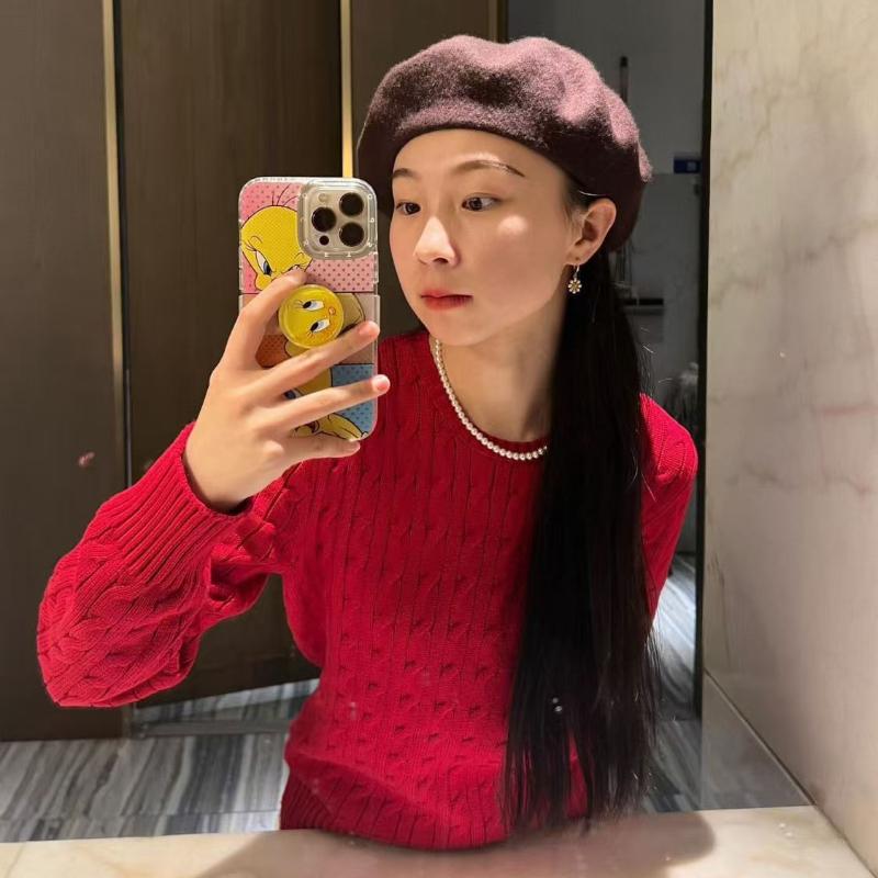 EastRogue Embroidered Round-neck Knitted Sweater, Warm for Autumn and Winter, Cable-knit Couple Pullover.