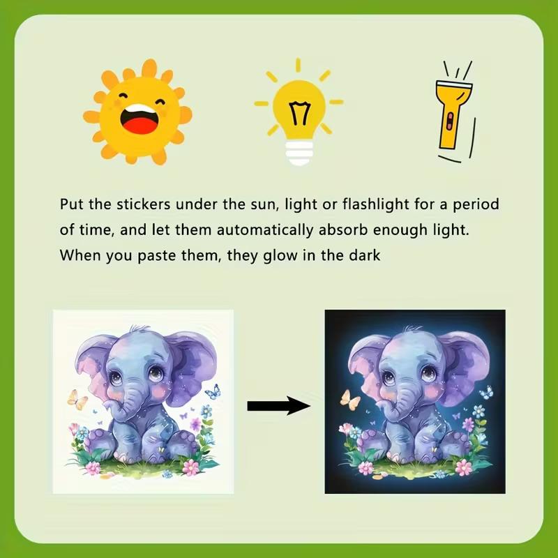 Glow-in-the-Dark Switch Stickers Penguins Elephants Design Self-Adhesive Removable Wall Stickers Suitable For Switches & Outlets
