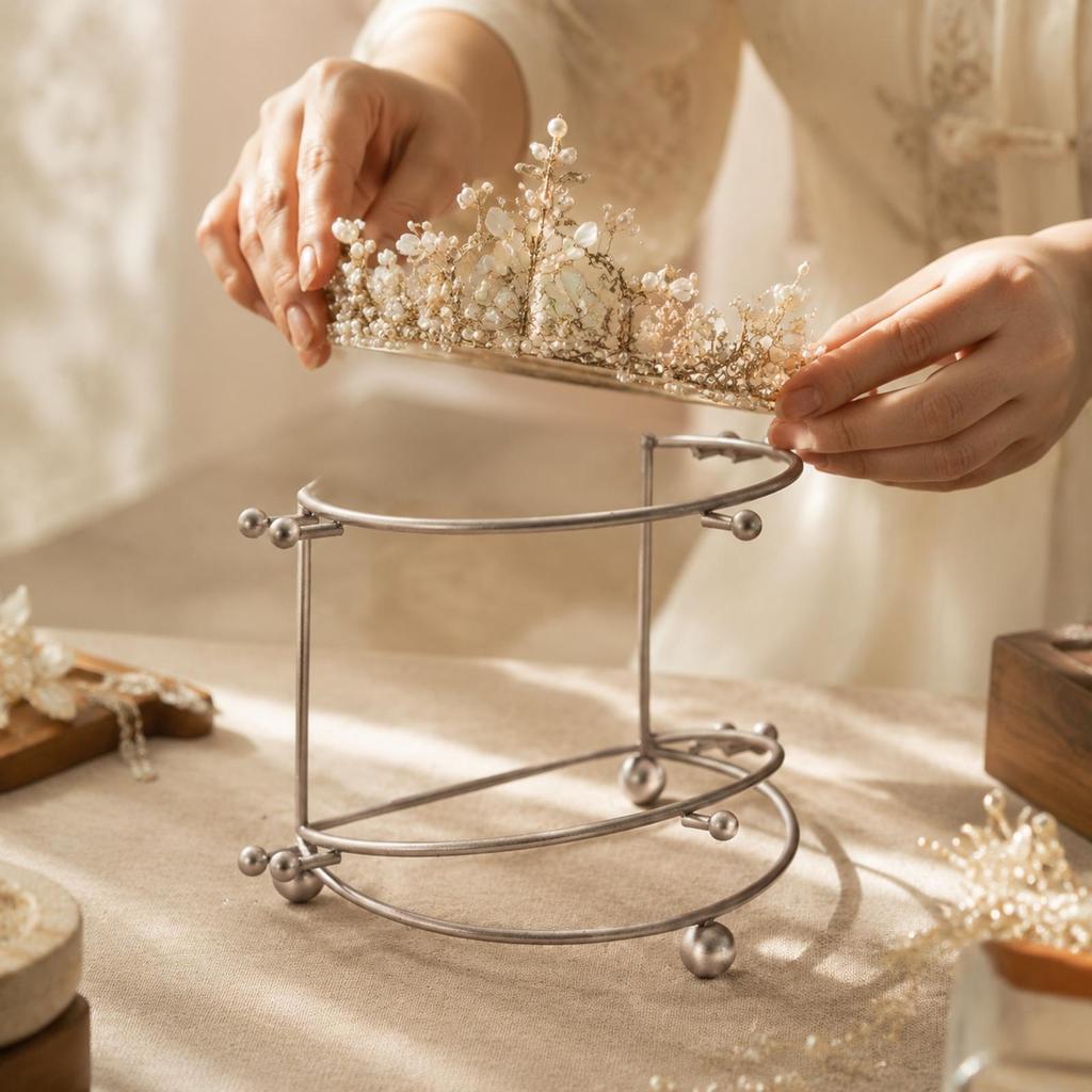 Tiara Display Rack Metal Crown Stand Sturdy for Dressing Rooms, Brides