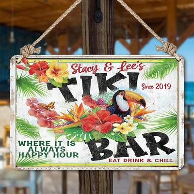 Pcs YOYI ART Ourdoor Tiki Bar Decor Sign  Metal Patio Signs for Outside Vintage Tin Sign for Tiki Bar Hawaii Theme Beach H