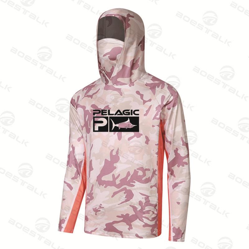 Pelagic Fishing Suit Men s Summer Outdoor Fishing Sportswear Hooded Sunscreen Fishing Shirt Quick Drying Fishing Suit XXS белый