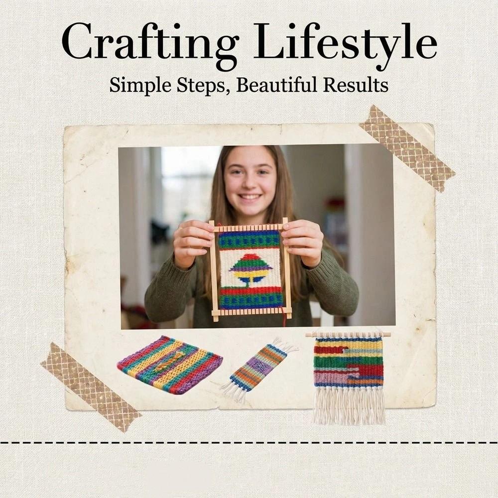 Minimalist Wooden Wooden Weaving Loom Detachable Mini Hand-Knitting Machine Lightweight DIY Weaving Tool Educational Use