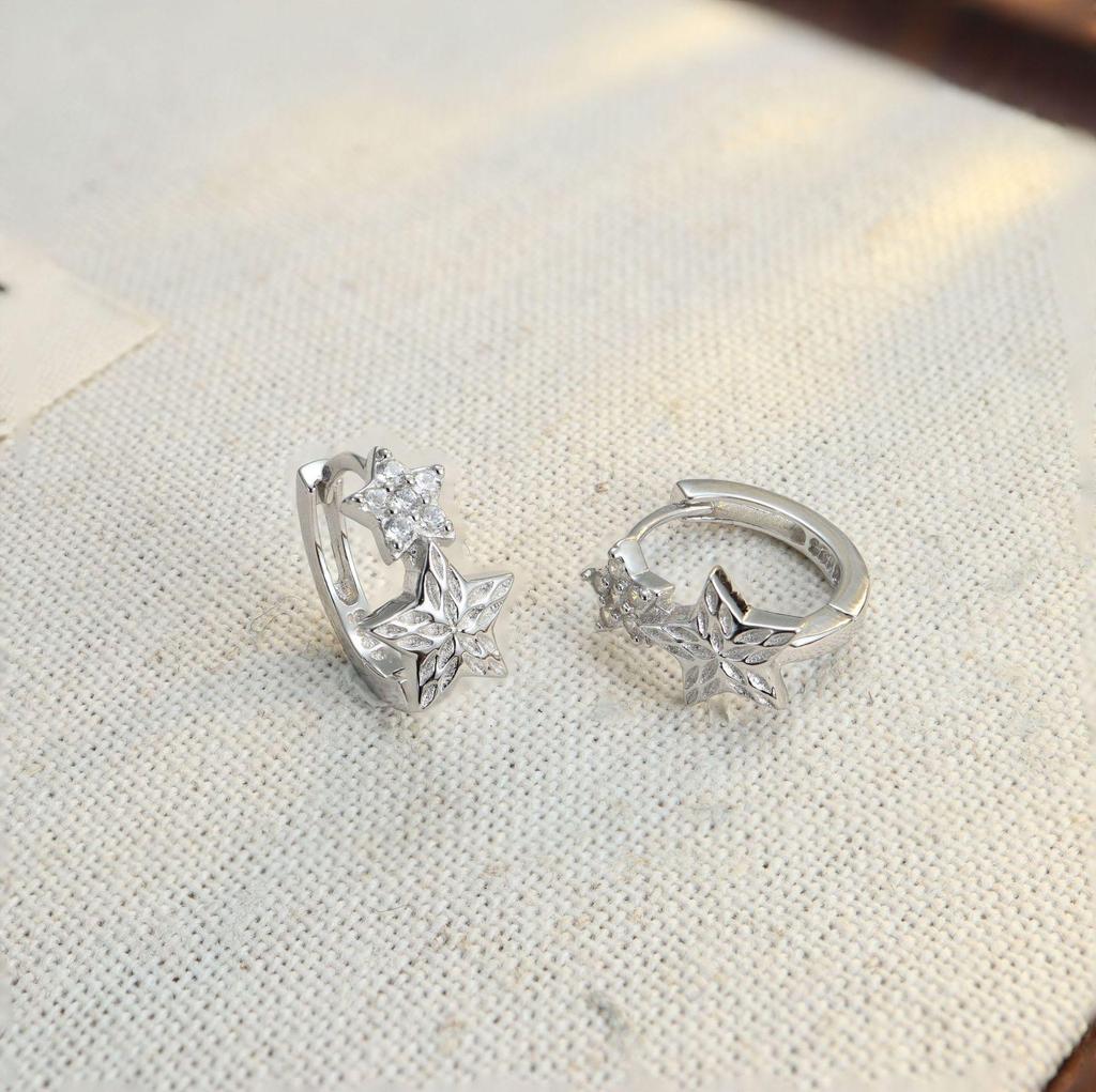 S925 Star Earrings: Niche Design, Lightweight Luxury, High-End Feel, Ear Hoops & Cuffs for Women