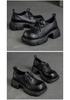 Shanghai Retro Platform Thick Sole Lace-Up Women's Loafers - Versatile, Fashionable, Height Increasing Cowhide Shoes